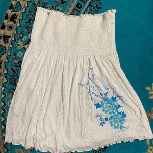 Vintage Fashion Bug White Skirt with Blue Floral Design